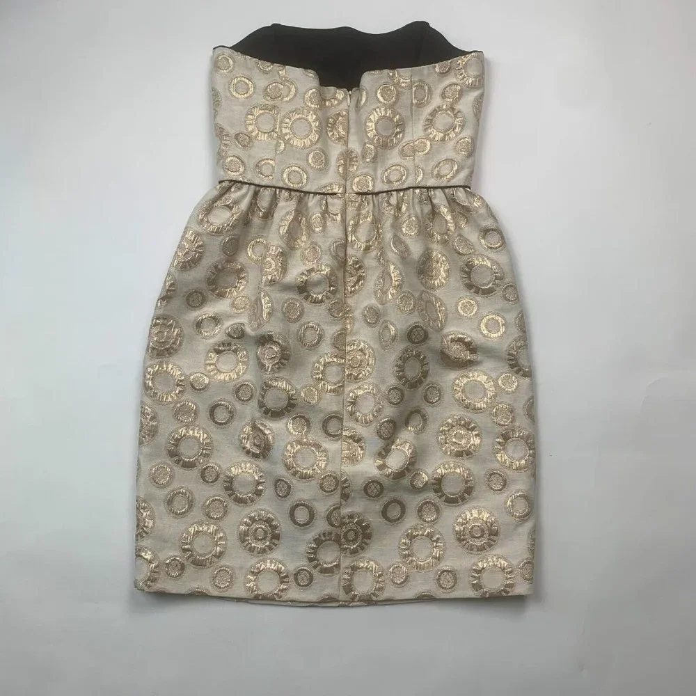 Corey Lynn Calter Womens Mini Dress Metallic Gold Size 6 Strapless Side Pocket - Picture 2 of 10